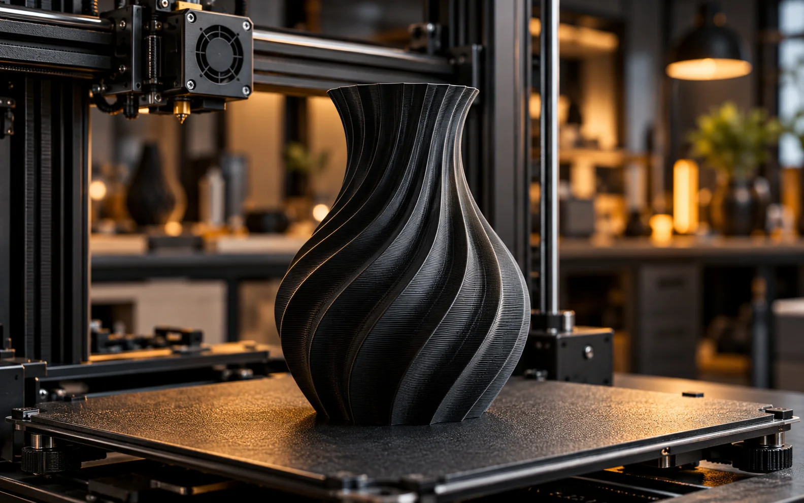 Чёрный объект, изготовленный на 3D-принтере